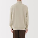 紳士　二重編みハーフジッププルオーバー