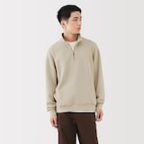 紳士　二重編みハーフジッププルオーバー
