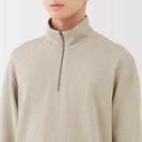 紳士　二重編みハーフジッププルオーバー