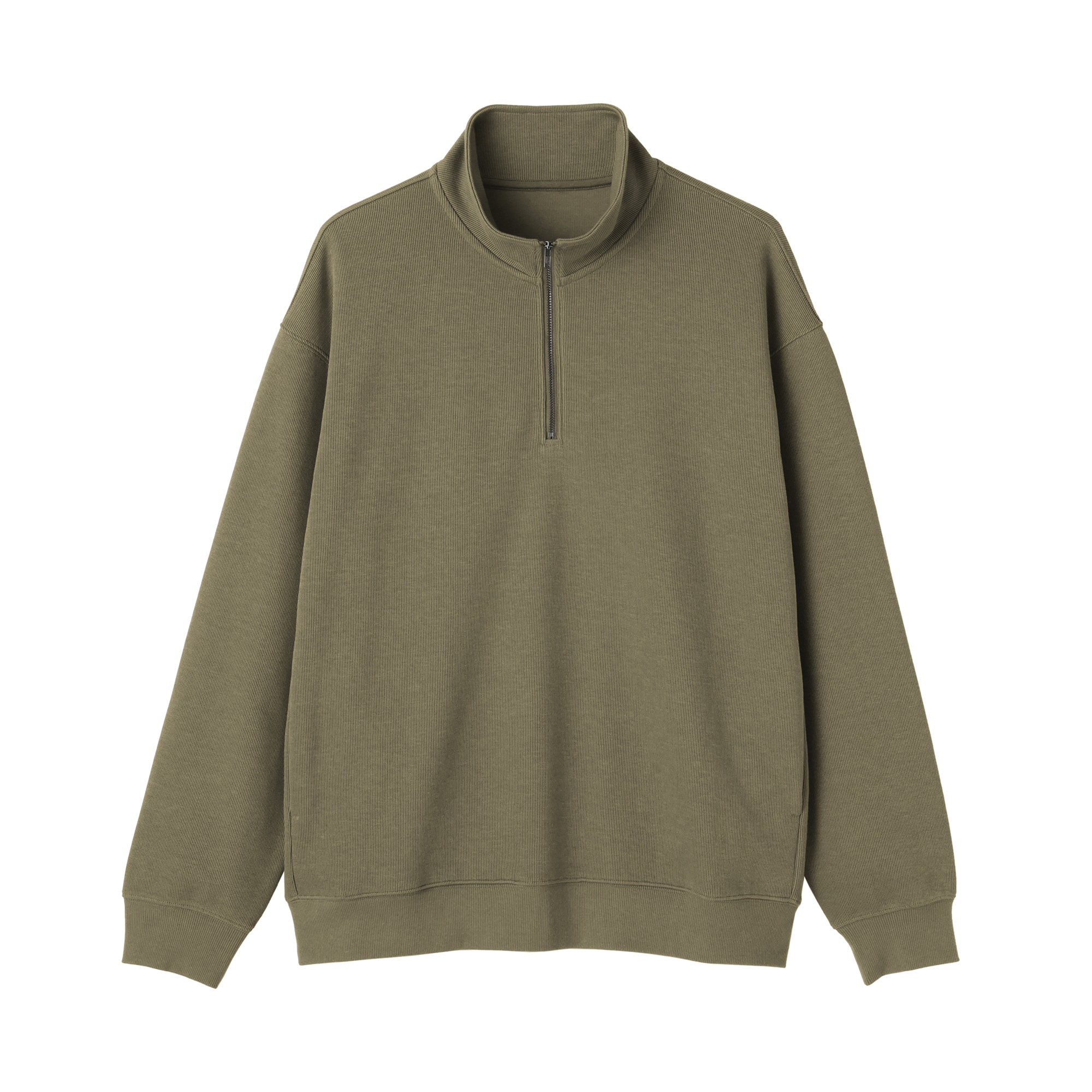 紳士　二重編みハーフジッププルオーバー