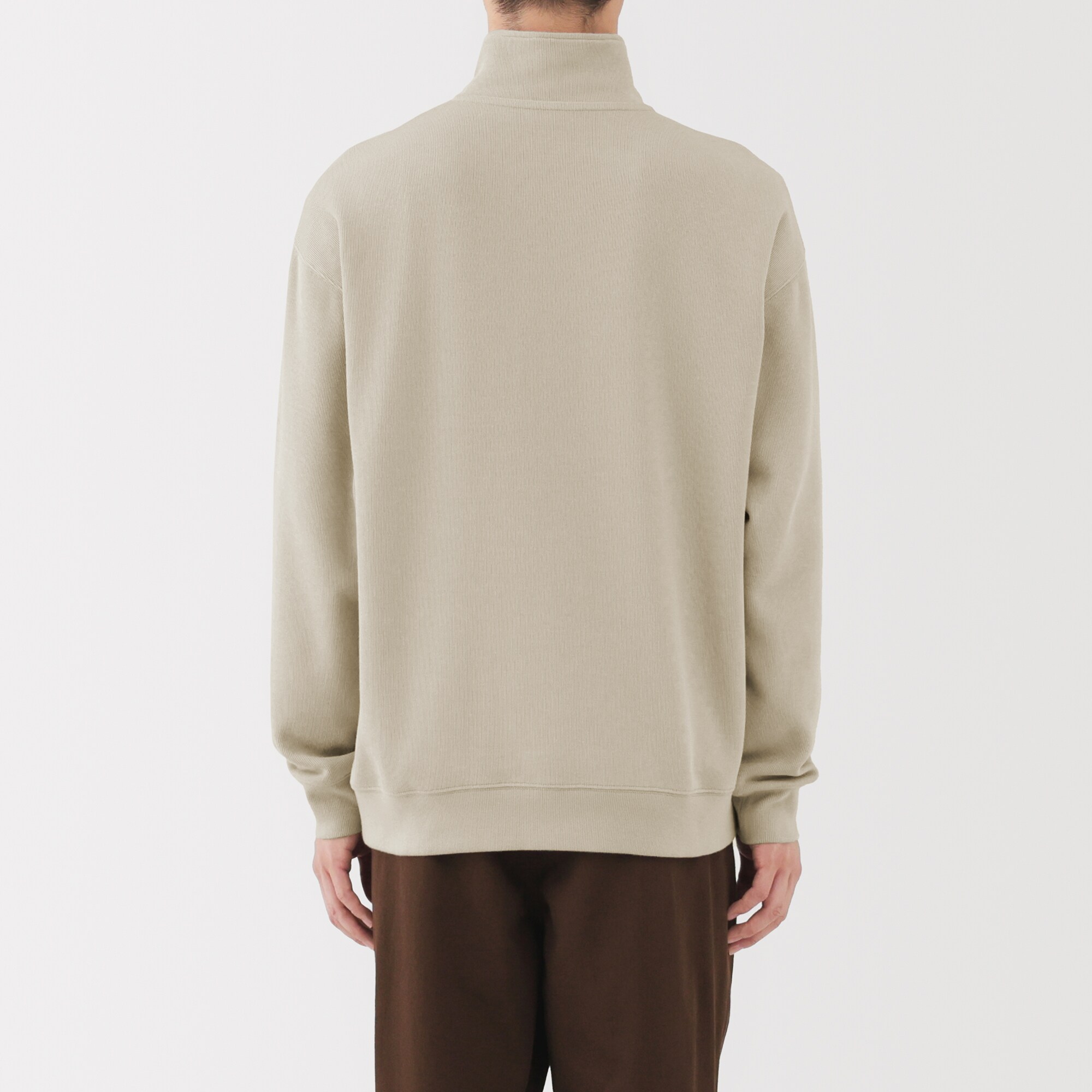 紳士　二重編みハーフジッププルオーバー