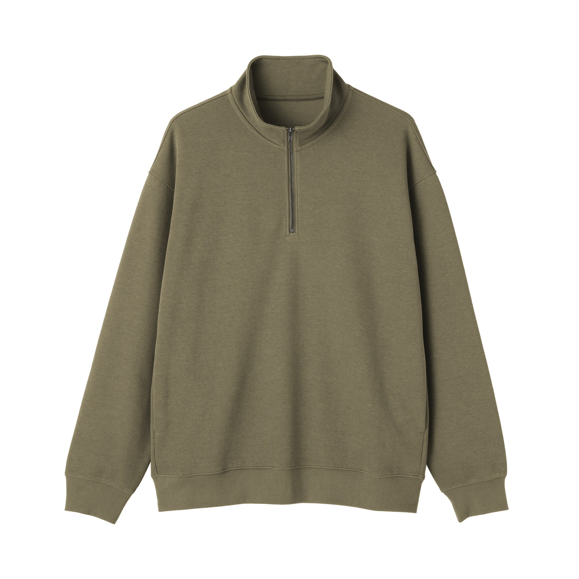 紳士　二重編みハーフジッププルオーバー