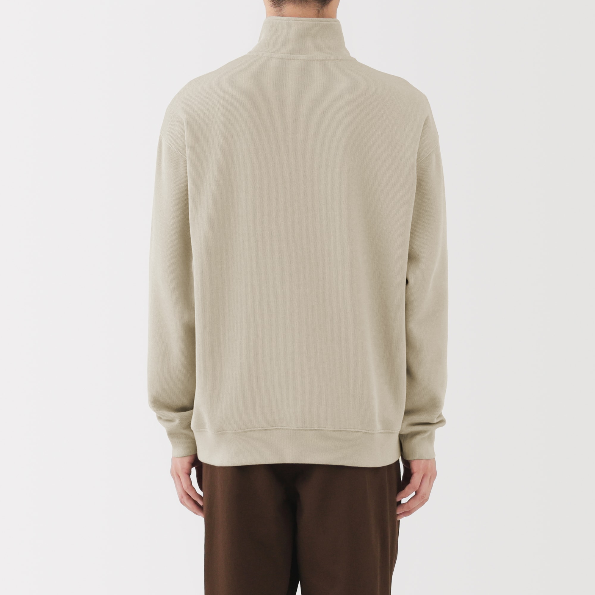 紳士　二重編みハーフジッププルオーバー