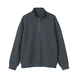 紳士　二重編みハーフジッププルオーバー