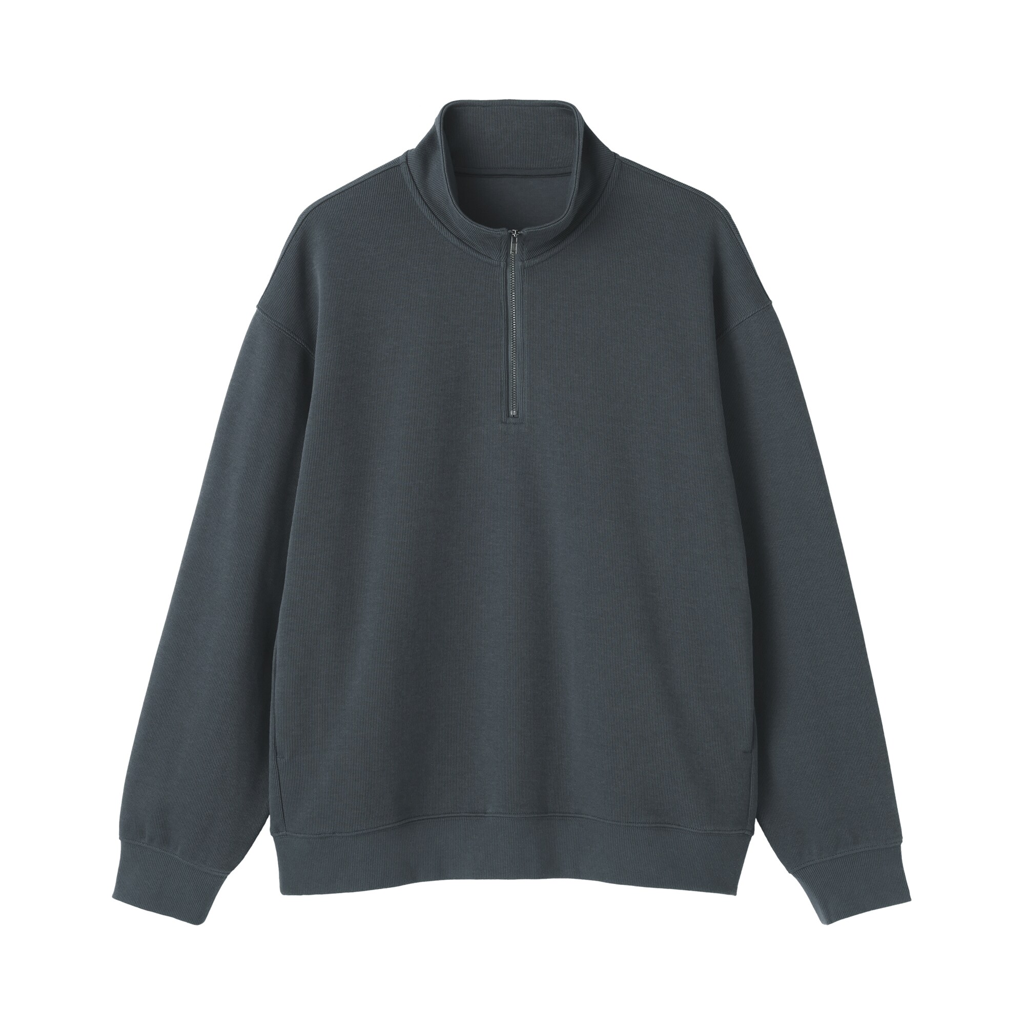 紳士　二重編みハーフジッププルオーバー