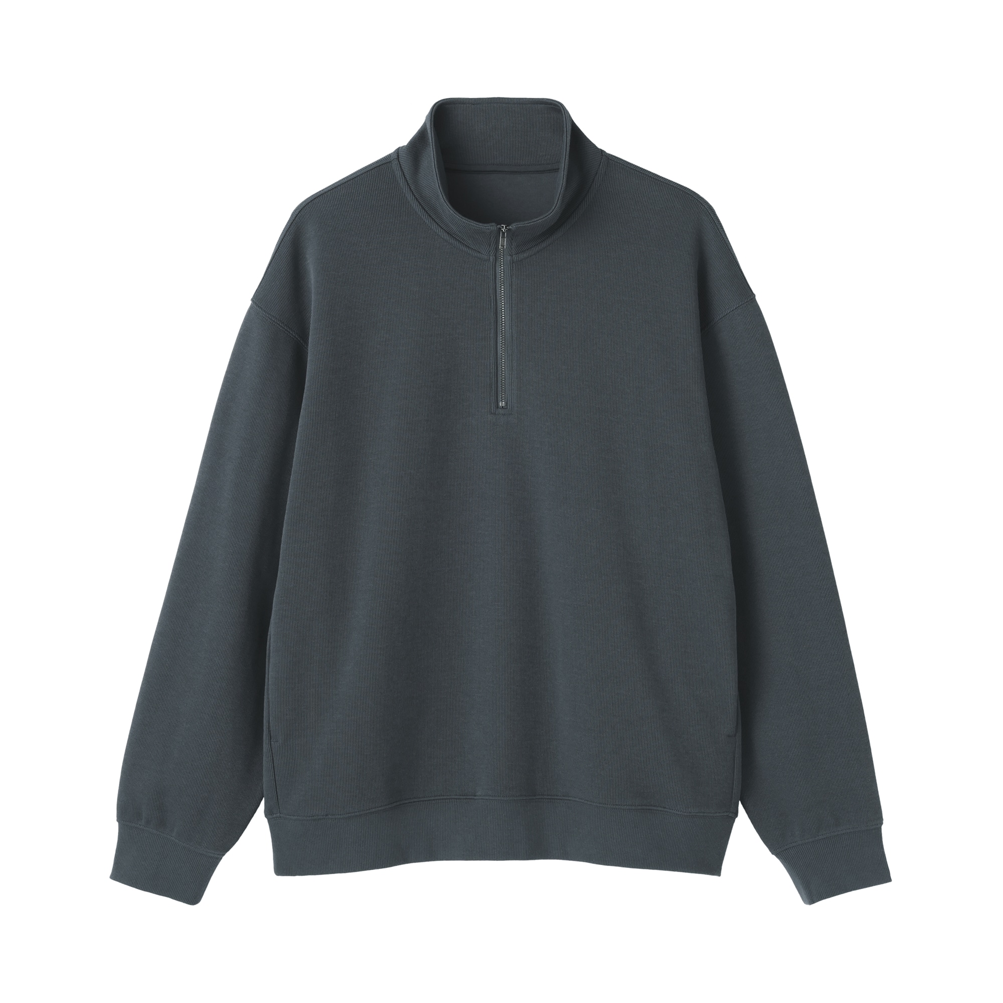 紳士　二重編みハーフジッププルオーバー