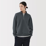 紳士　二重編みハーフジッププルオーバー