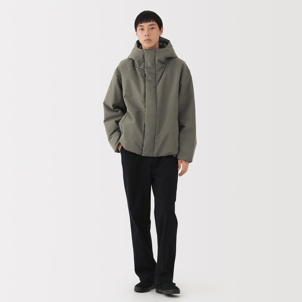 紳士　防風撥水中わたフードジャケット