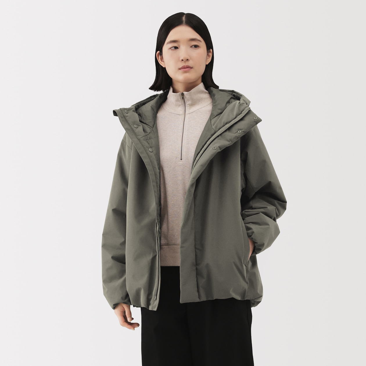 紳士　防風撥水中わたフードジャケット