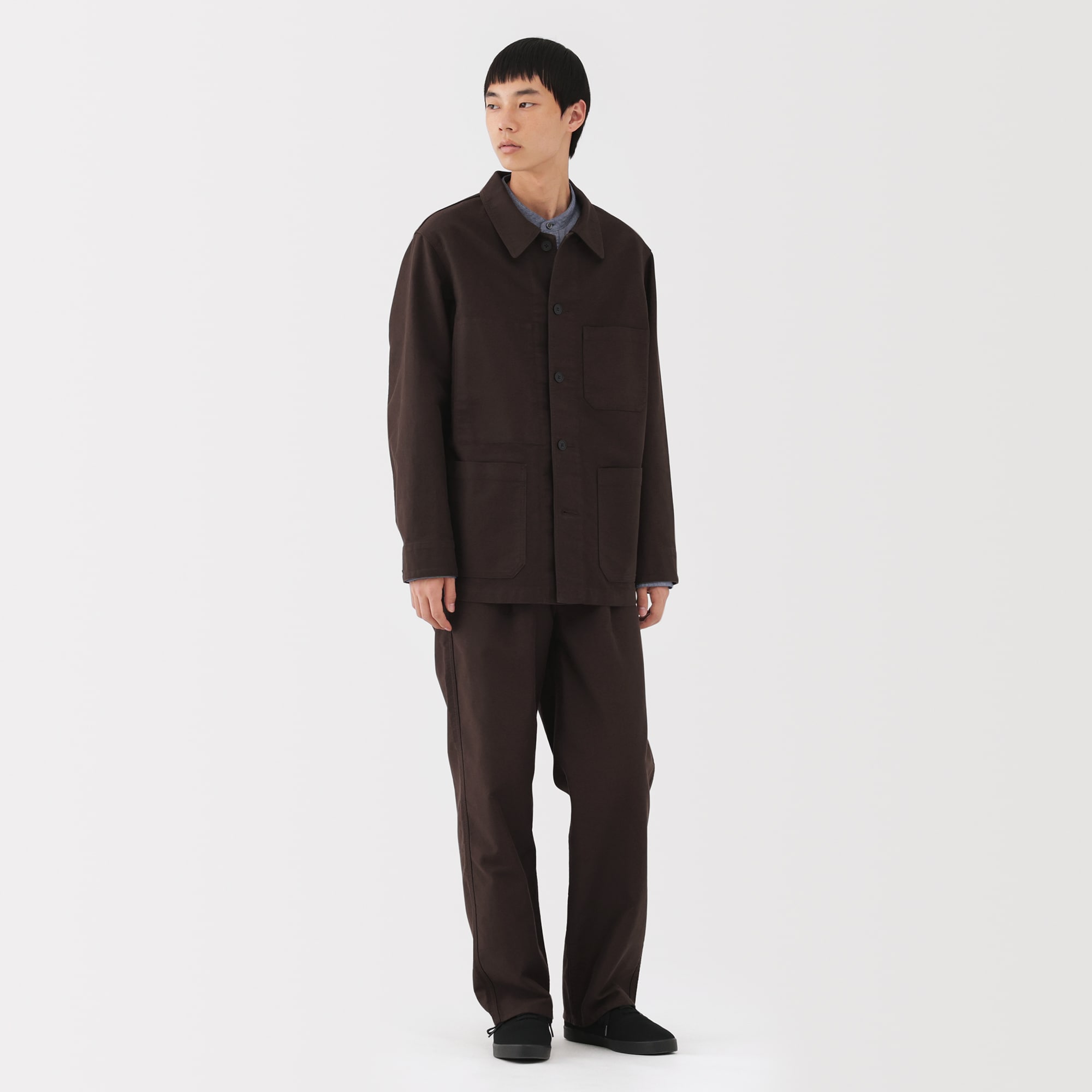 紳士　木の実から作ったカポック混モールスキン　カバーオール