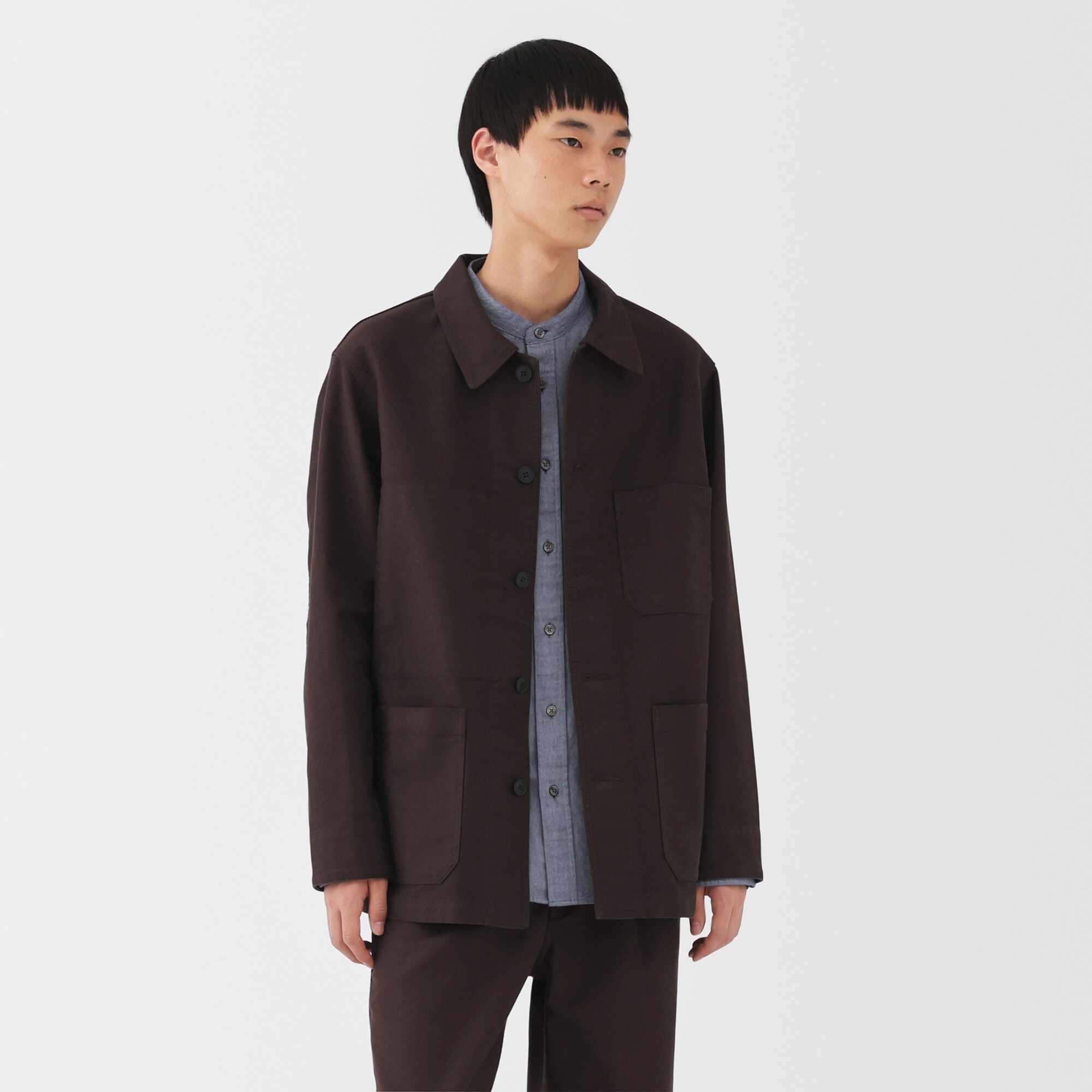 紳士　木の実から作ったカポック混モールスキン　カバーオール