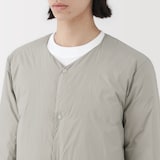 紳士　軽量ダウンポケッタブルノーカラージャケット