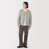 紳士　軽量ダウンポケッタブルノーカラージャケット