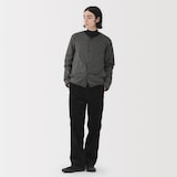 紳士　軽量ダウンポケッタブルノーカラージャケット