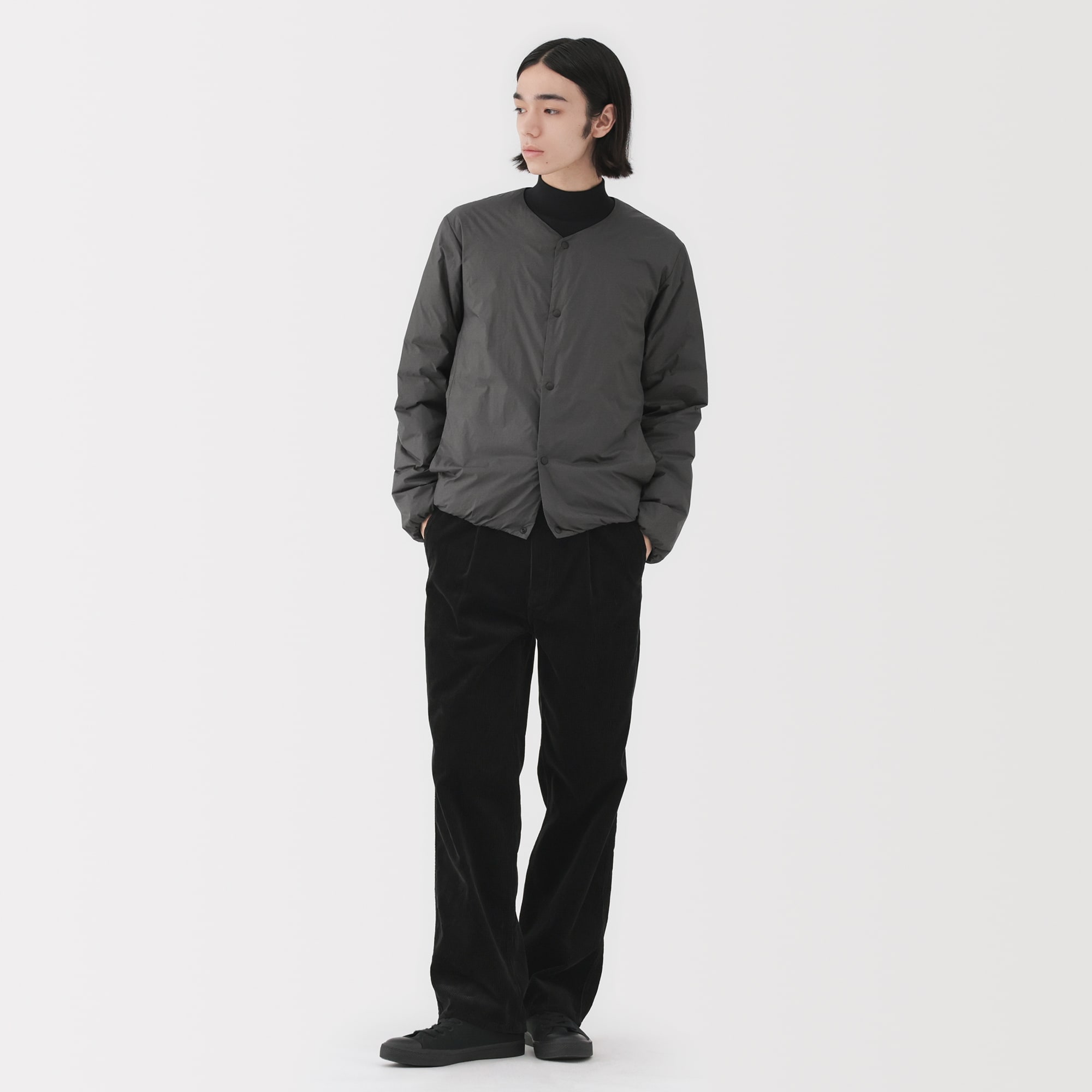 無印　軽量ダウン　ポケッタブル　ジャケット　黒 紳士 軽量ダウンポケッタブルジャケット | 無印良品