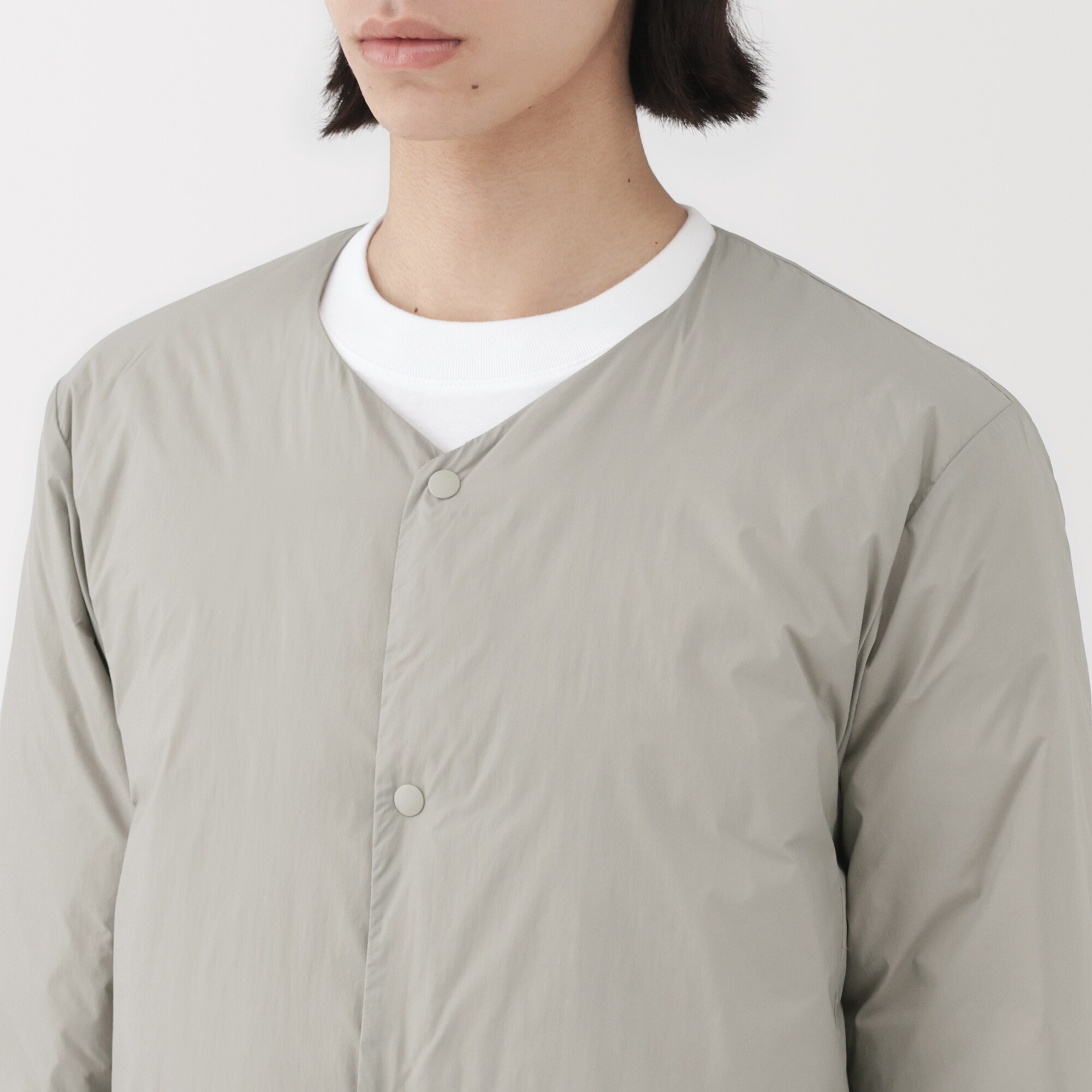 紳士 軽量ダウンポケッタブルノーカラージャケット | 無印良品