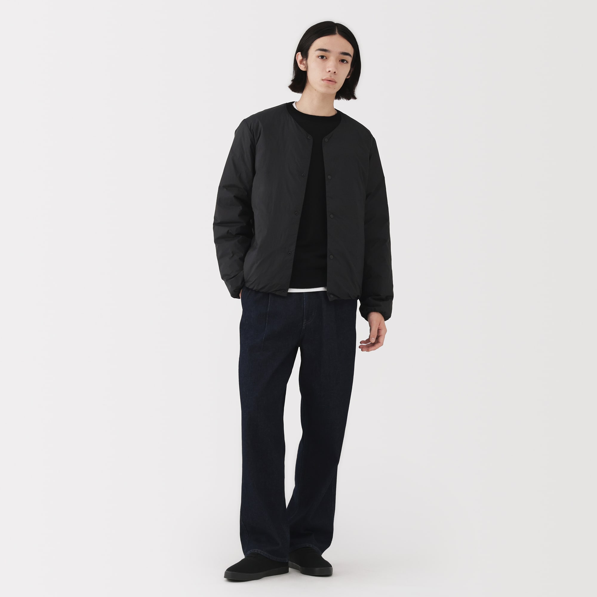 MUJI Labo 軽量フレンチダウンポケッタブル ノーカラージャケット 婦人 軽量ダウンポケッタブルノーカラージャケット | 無印良品