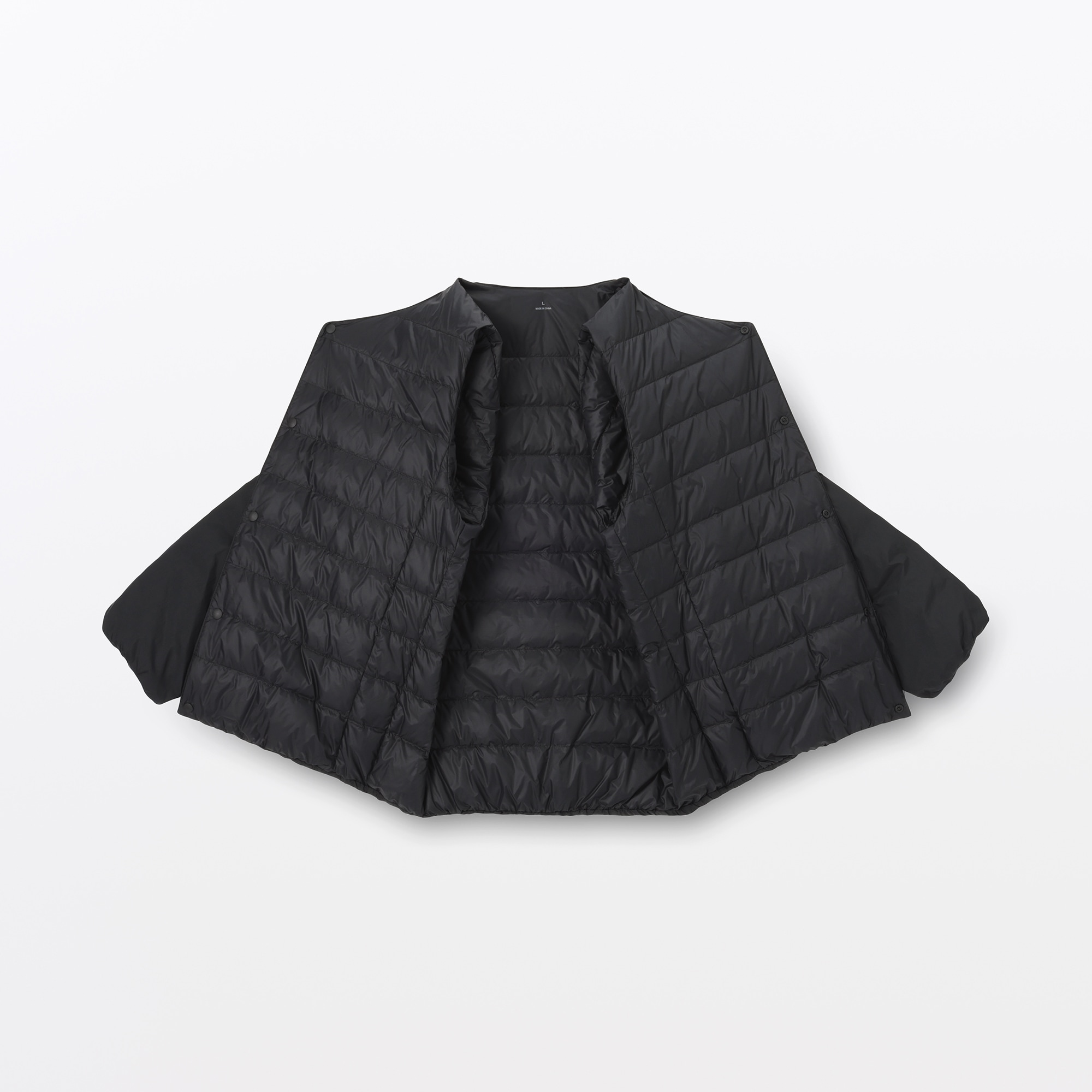 紳士　軽量ダウンポケッタブルノーカラージャケット