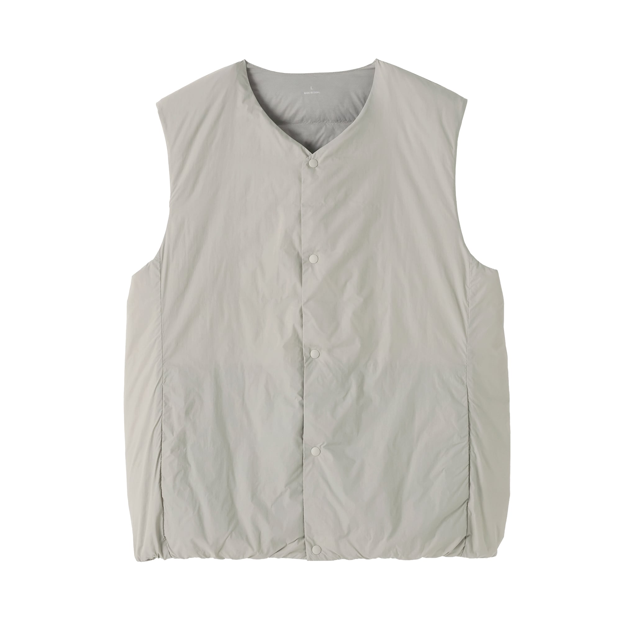 紳士　軽量ダウンポケッタブルノーカラーベスト