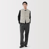 紳士　軽量ダウンポケッタブルノーカラーベスト