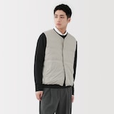紳士　軽量ダウンポケッタブルノーカラーベスト