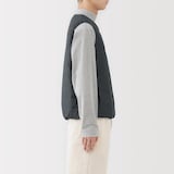 紳士　軽量ダウンポケッタブルノーカラーベスト