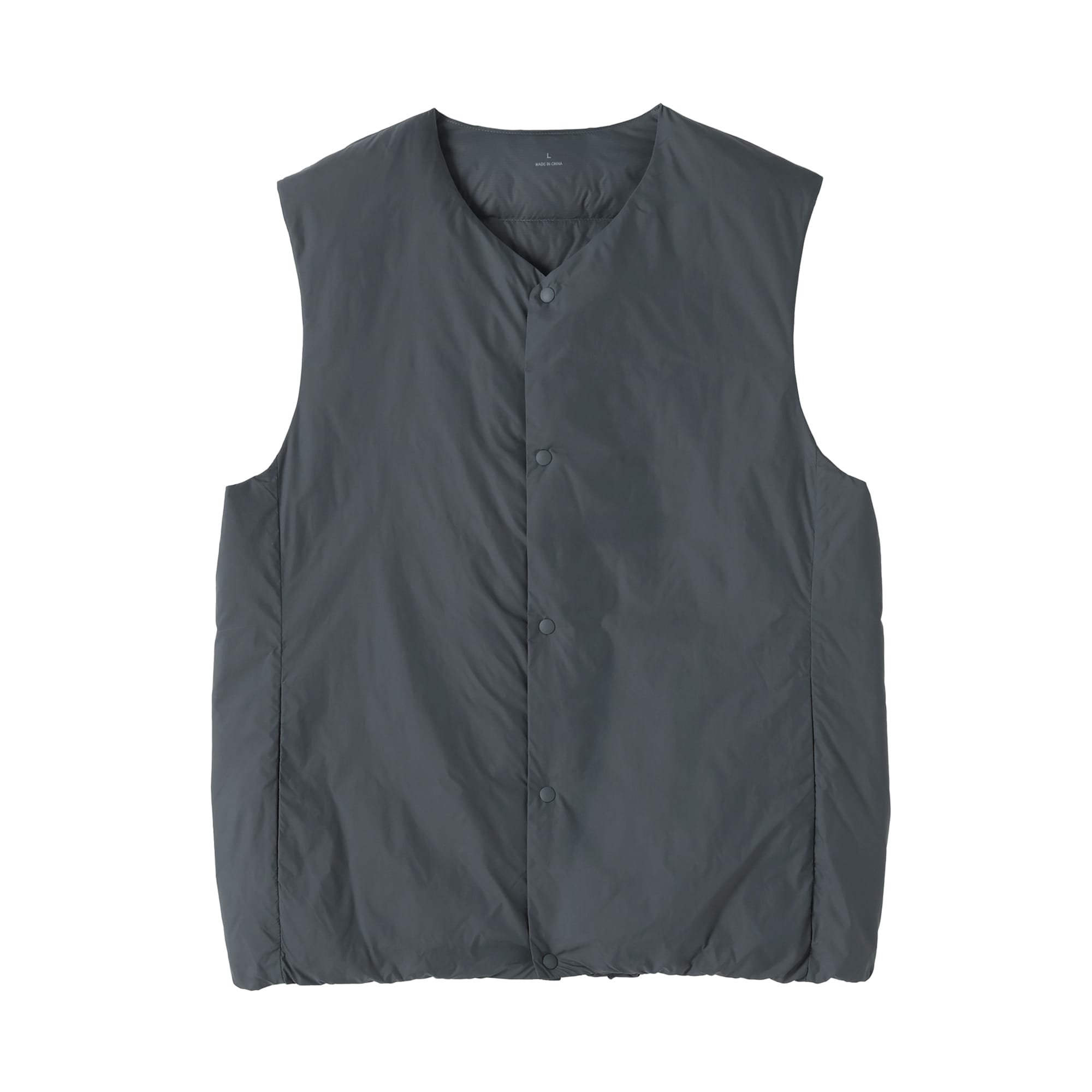 紳士　軽量ダウンポケッタブルノーカラーベスト