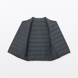 紳士　軽量ダウンポケッタブルノーカラーベスト