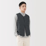 紳士　軽量ダウンポケッタブルノーカラーベスト