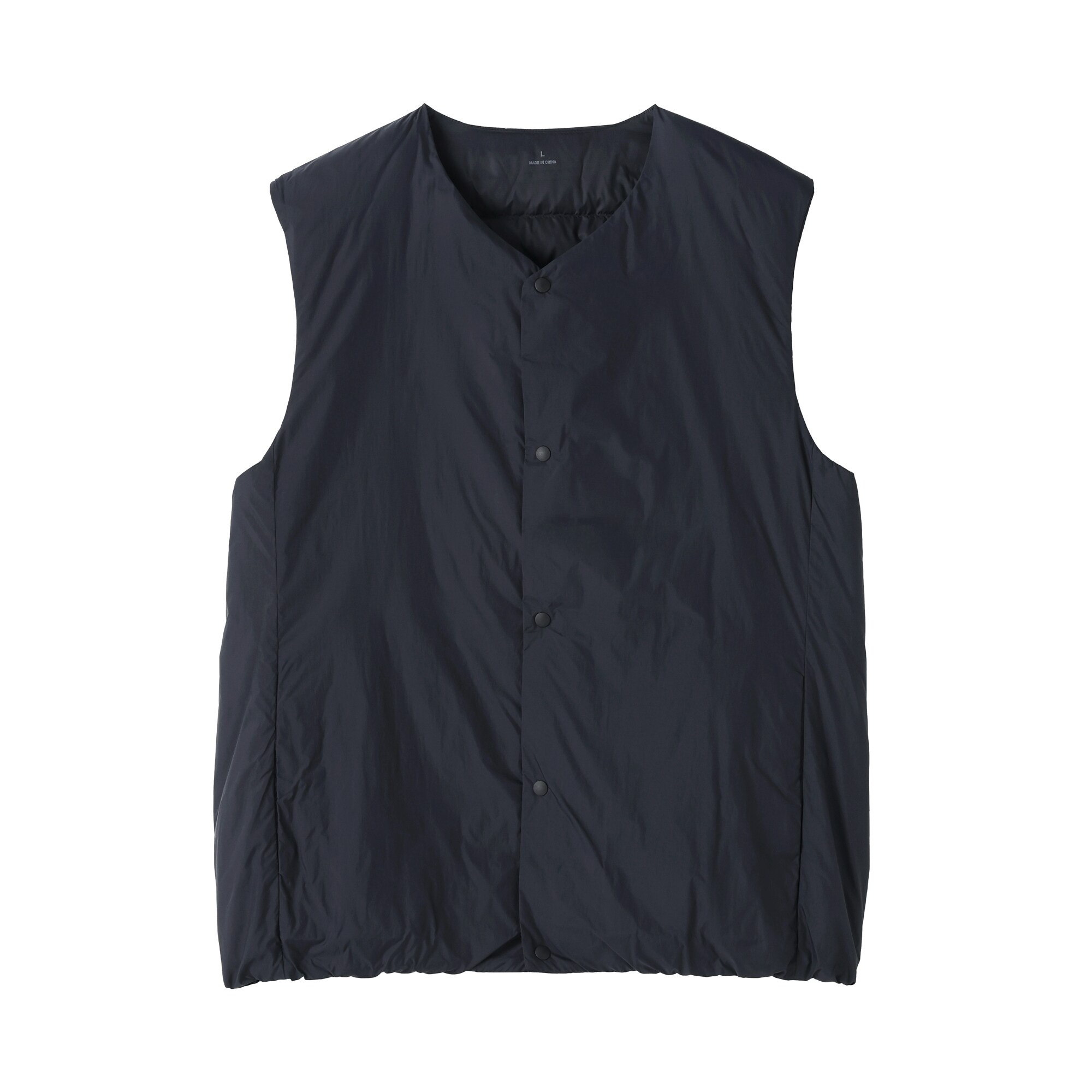 紳士　軽量ダウンポケッタブルノーカラーベスト