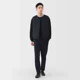 紳士　軽量ダウンポケッタブルノーカラーベスト