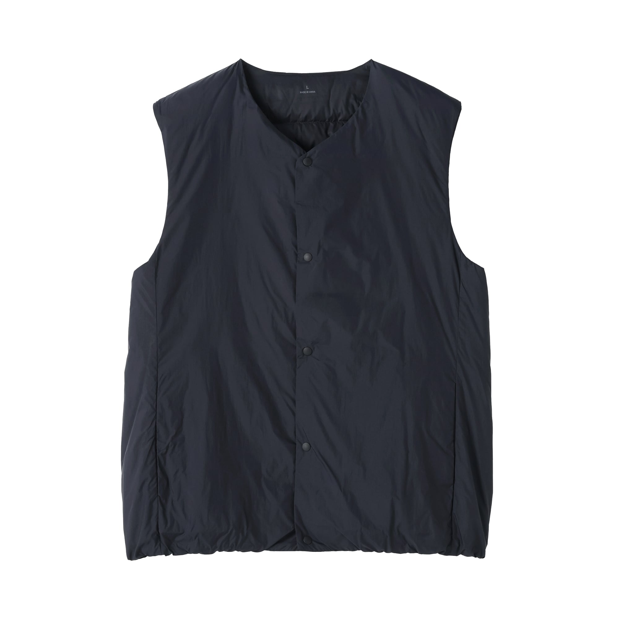 紳士　軽量ダウンポケッタブルノーカラーベスト