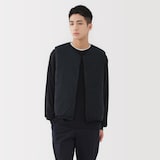 紳士　軽量ダウンポケッタブルノーカラーベスト