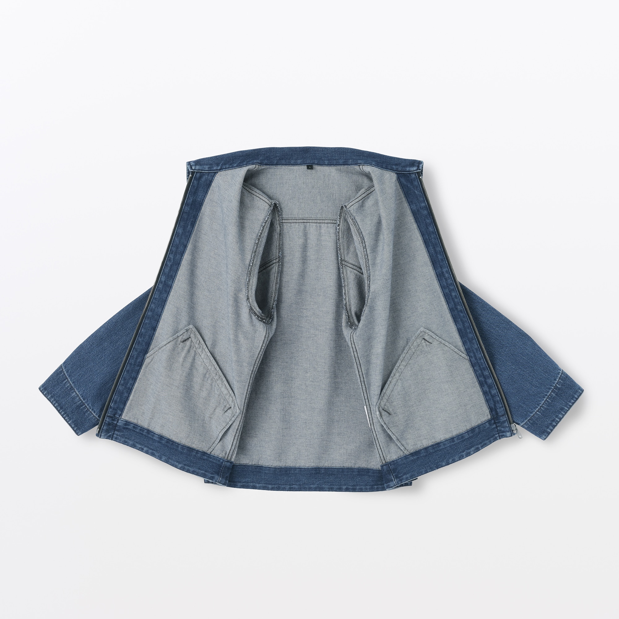 無印良品　木の実から作ったカポック混　デニムブルゾン　ブルー　Lサイズ 無印良品 木の実から作ったカポック混 デニムブルゾン ブルー L