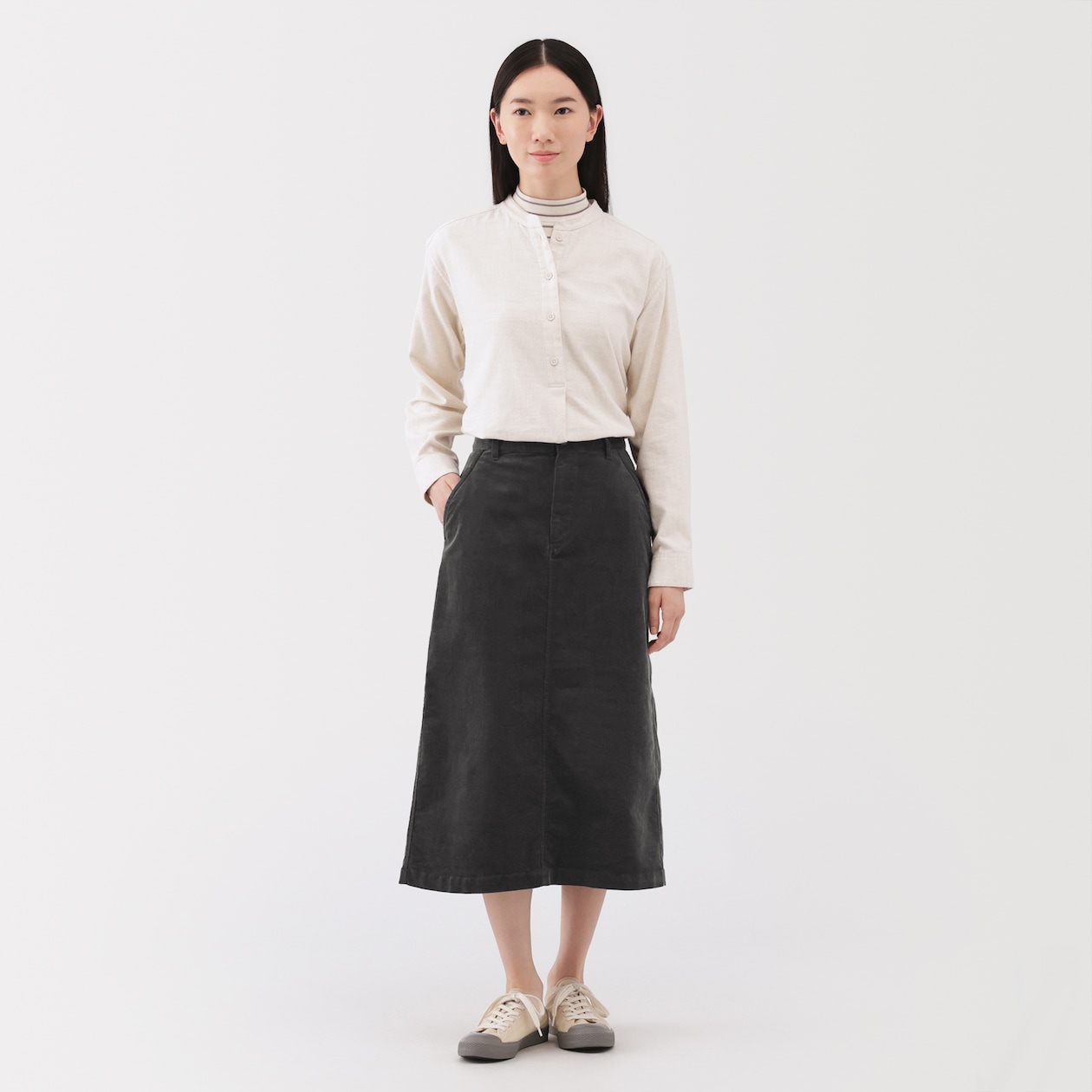 婦人　ストレッチコーデュロイ　ナロースカート