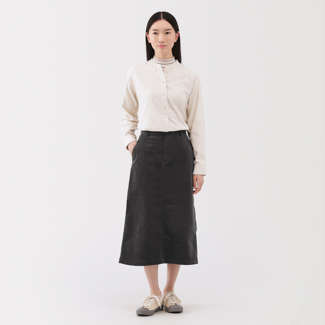 婦人　ストレッチコーデュロイ　ナロースカート