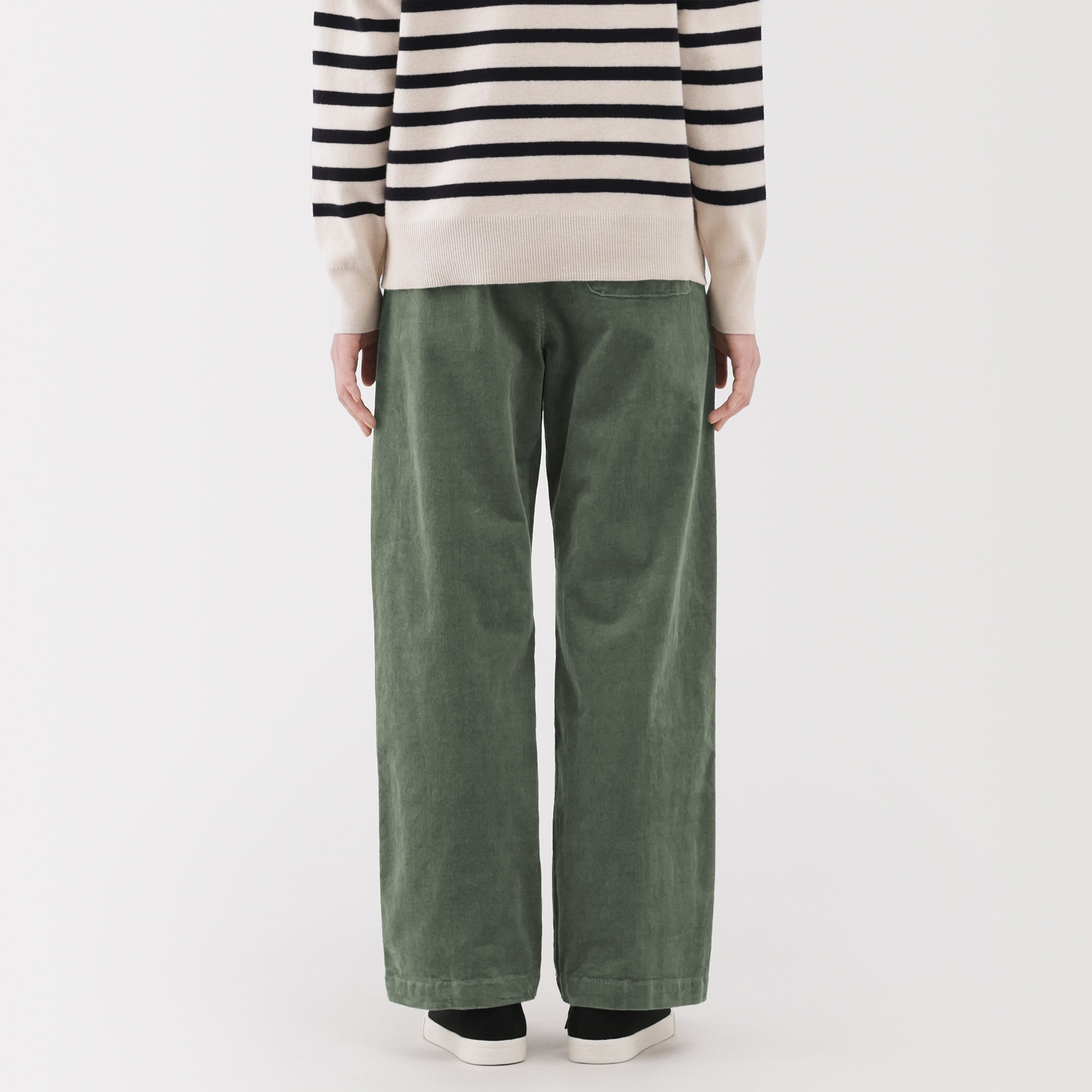 婦人　ストレッチコーデュロイ　イージーストレートパンツ