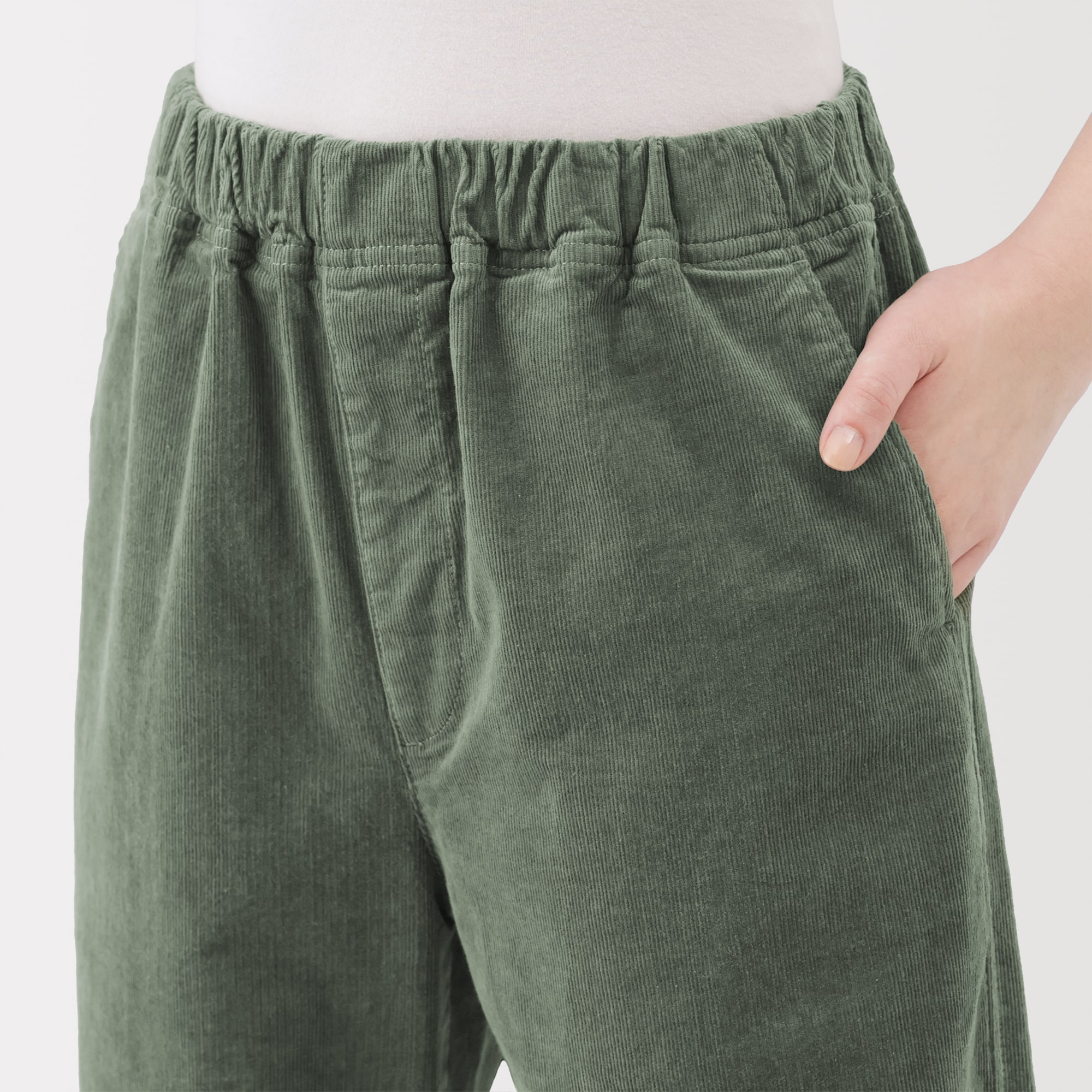 婦人　ストレッチコーデュロイ　イージーストレートパンツ