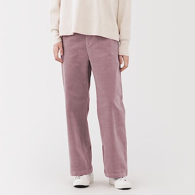 婦人　ストレッチコーデュロイ　イージーストレートパンツ