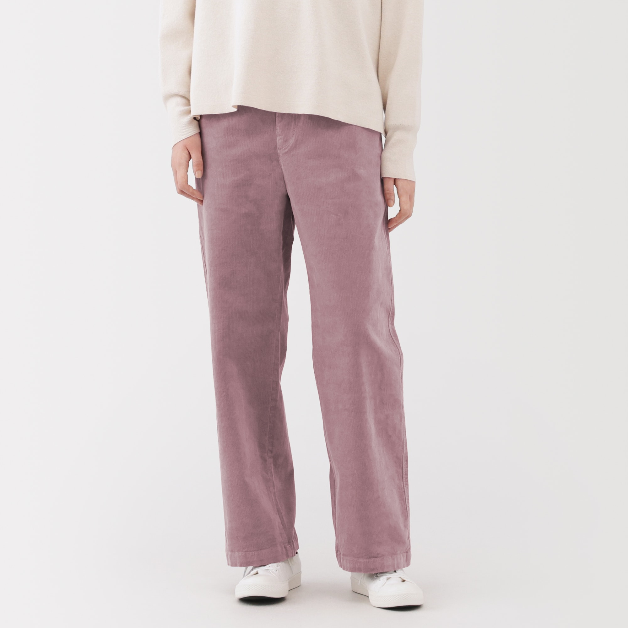 婦人　ストレッチコーデュロイ　イージーストレートパンツ