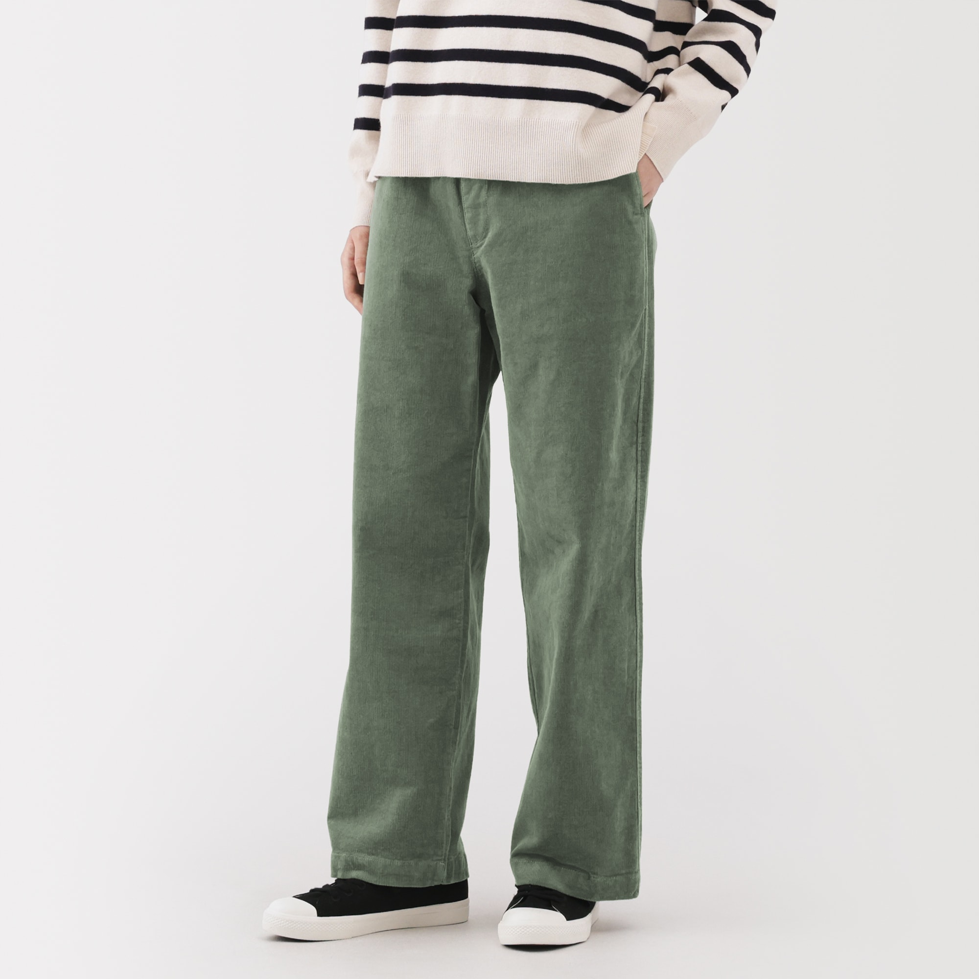 婦人　ストレッチコーデュロイ　イージーストレートパンツ