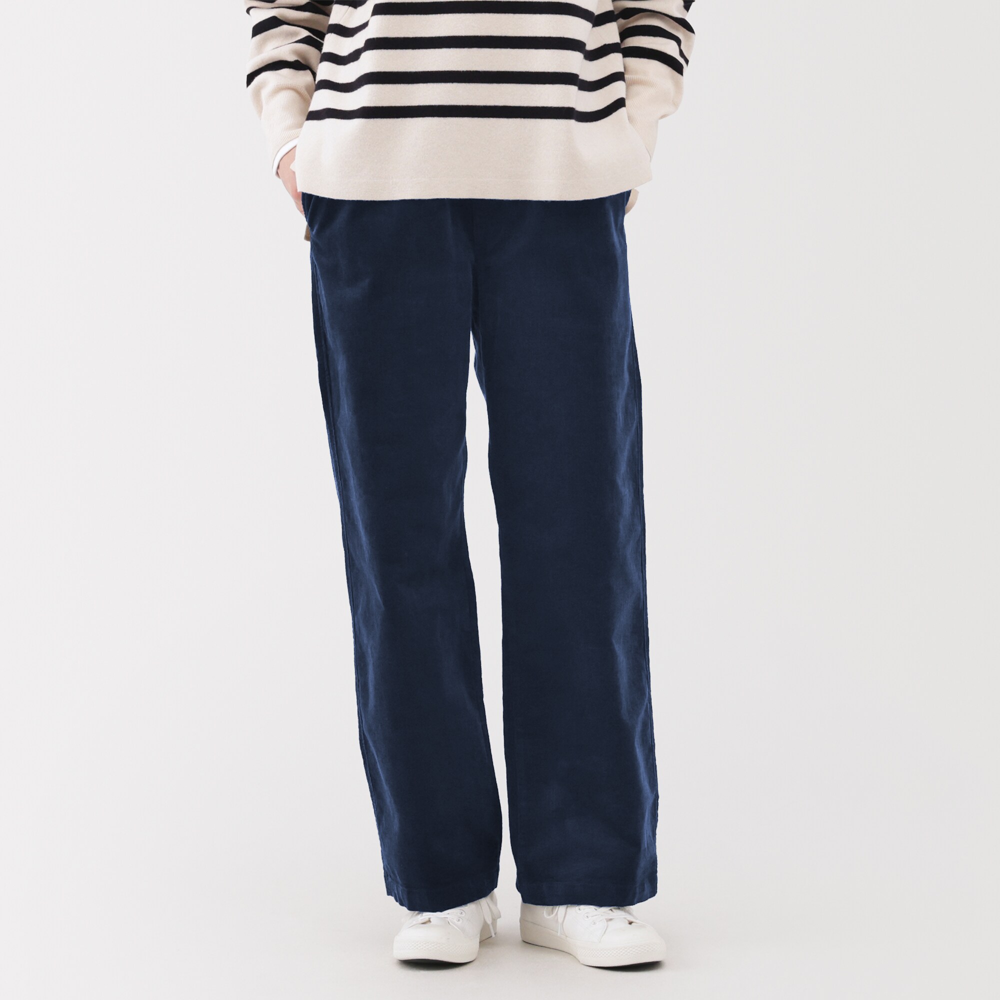 婦人　ストレッチコーデュロイ　イージーストレートパンツ