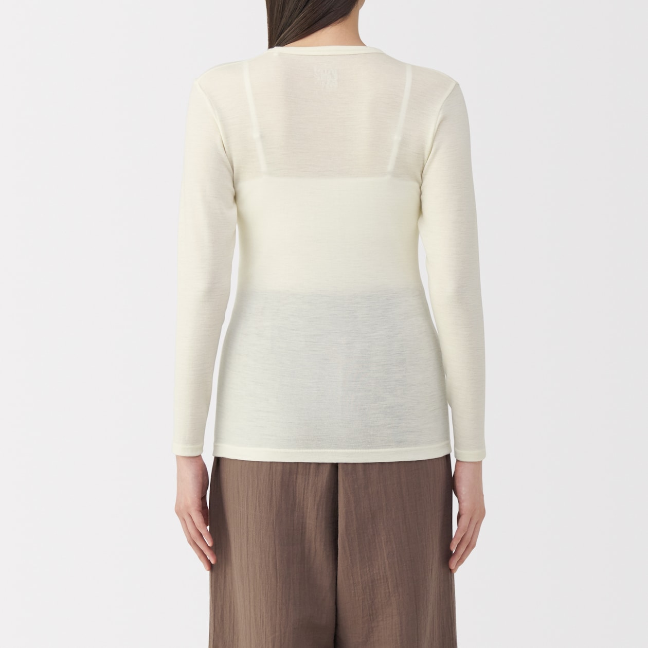 婦人　ウールクルーネック長袖Ｔシャツ