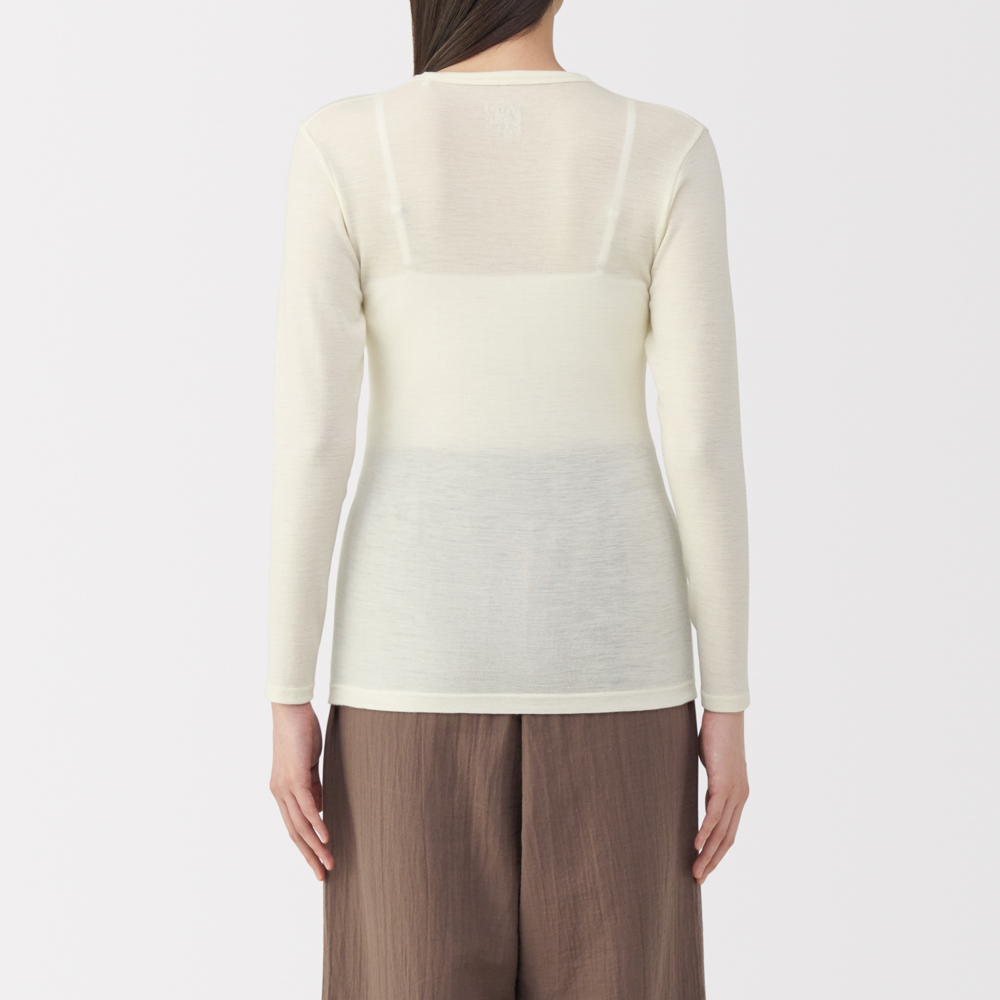 婦人　ウールクルーネック長袖Ｔシャツ