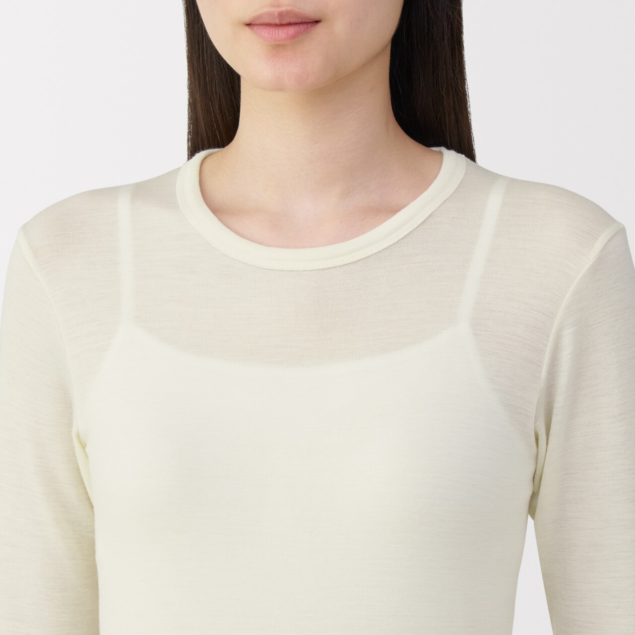 婦人　ウールクルーネック長袖Ｔシャツ