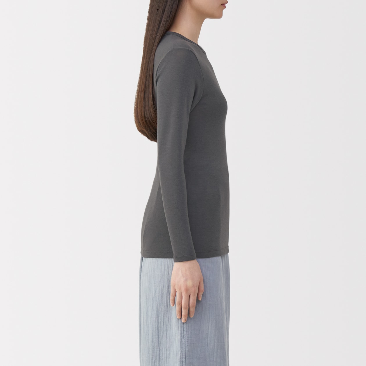 婦人　ウールクルーネック長袖Ｔシャツ