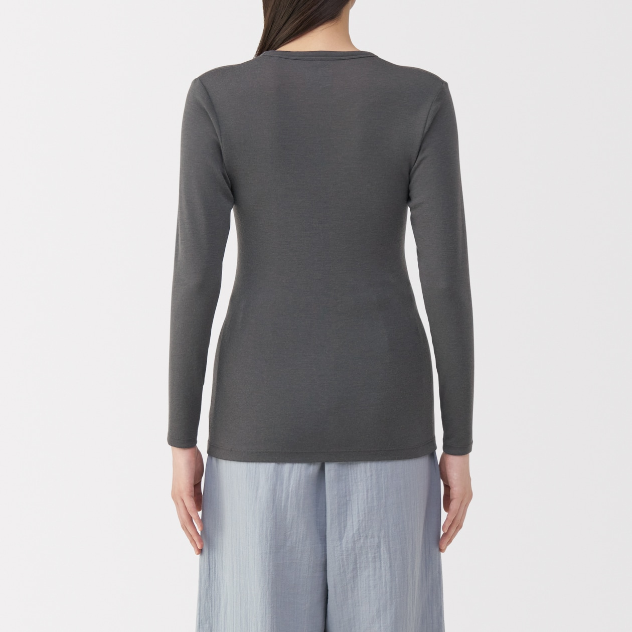 婦人　ウールクルーネック長袖Ｔシャツ