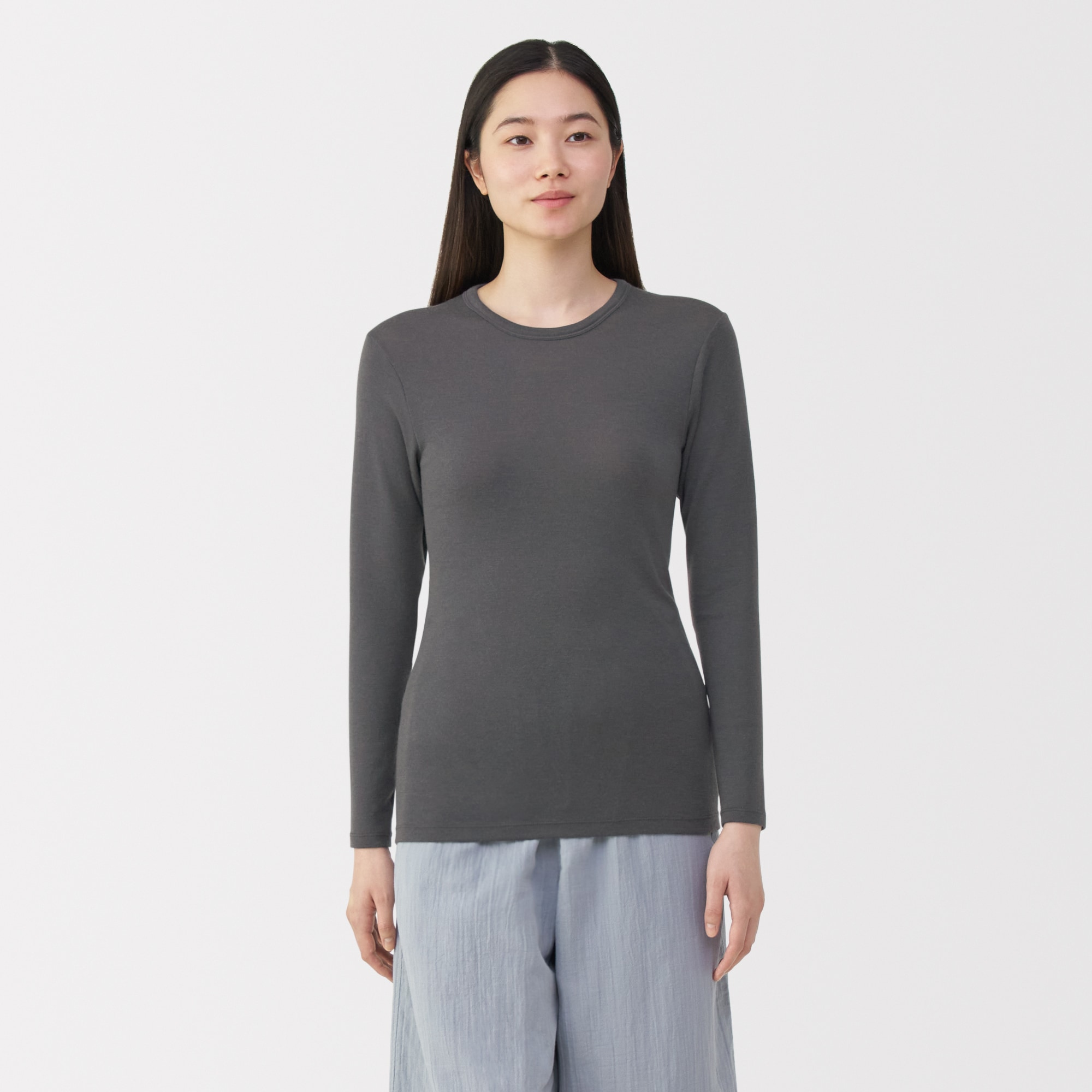 婦人　ウールクルーネック長袖Ｔシャツ