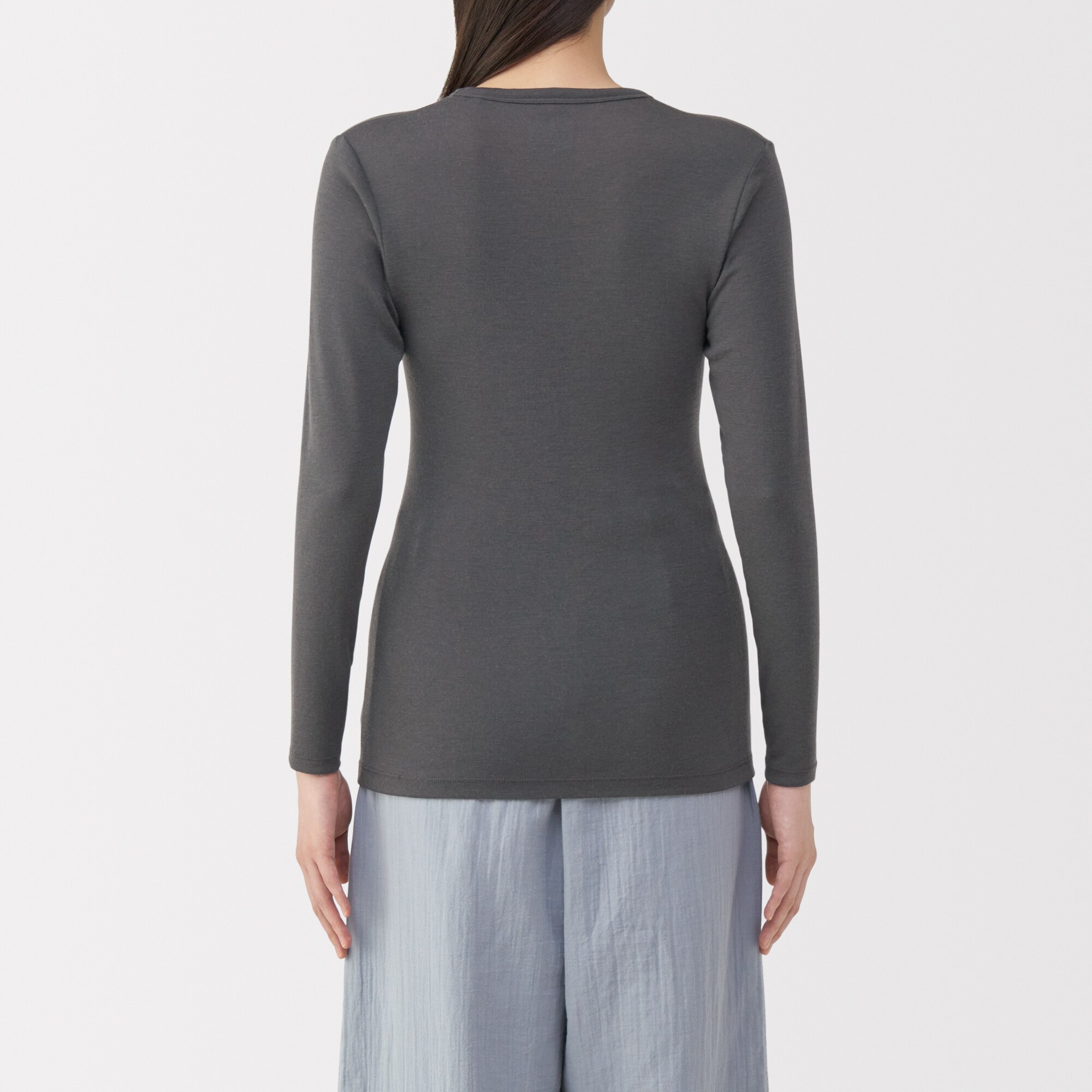 婦人　ウールクルーネック長袖Ｔシャツ