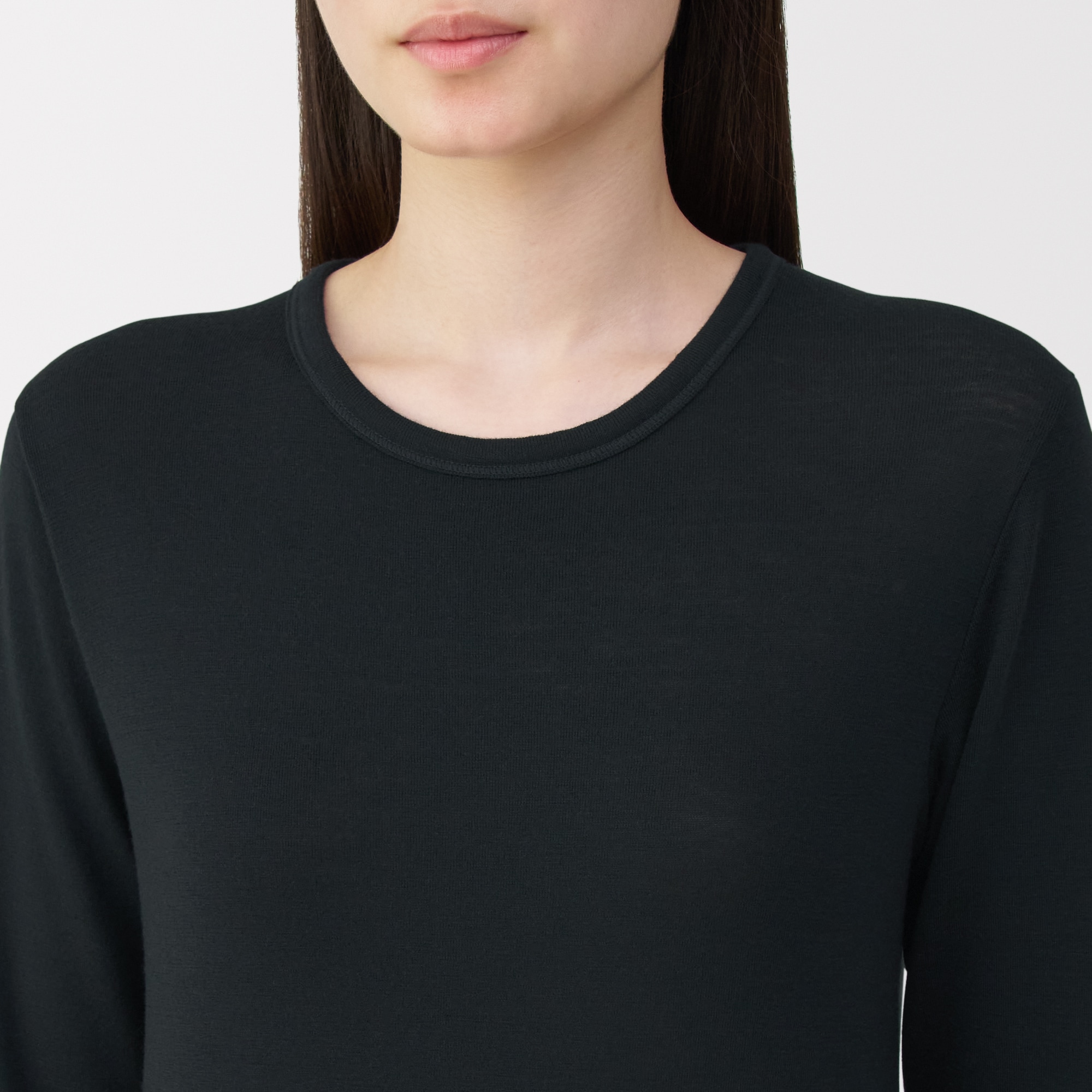 婦人　ウールクルーネック長袖Ｔシャツ